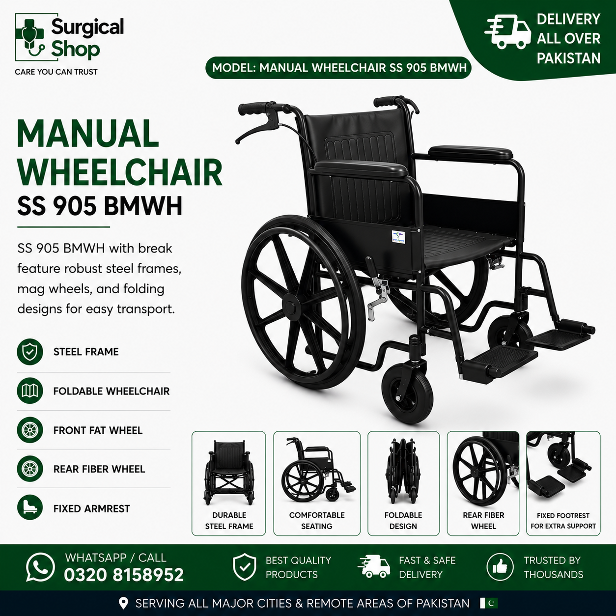 Manual Wheelchair SS905BMWH with Brake